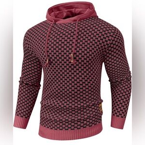 ❤️ Checkered Hoodie in Black and pink